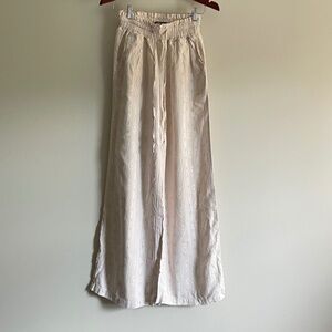 Patterned Wide Leg Linen Pants